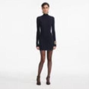 NEW SELF-PORTRAIT knit mini dress in black